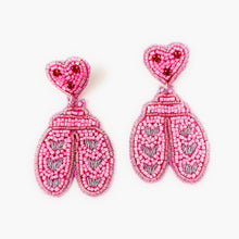 Load image into Gallery viewer,  love bug Beaded Earrings, pink valentines Earrings, Valentines Day Earrings, Valentines Beaded Earrings, Valentines Heart earrings, love bug earrings, valentine’s day beaded earrings, love bug valentines beaded earrings, valentines beaded earrings, Pink cute earrings, Valentine’s day earrings, tween girls accessories, Valentine’s day accessories, Best friend gifts, Best selling items, love accessories, boho earrings, custom earrings, unique earrings, handmade gifts, custom unique valentines earrings