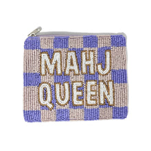 Load image into Gallery viewer, Beaded pouch with 'MAHJ QUEEN' text on a white background