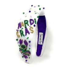 Load image into Gallery viewer, Mardi gras headband,, purple Knotted headband, Purple Headband, Mardi Gras knot headband, top knot headband, Mardi Gras top knot headband, Purple headband, best selling items, Mardi Gras accessories, trendy headbands, top knotted headband, statement headbands, handmade headbands, knotted headband, New Orleans headband, unique headbands, embellished headband, custom headband, jeweled knot headband, Mardi Gras New Orleans headband, Mardi Gras lobster