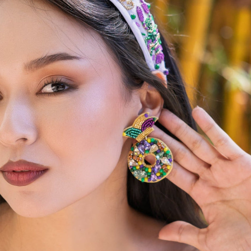 Twine and Love | Mardi Gras Beaded Earrings | NOLA Beaded  display picture 2