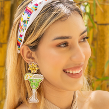 Load image into Gallery viewer, Margarita Beaded Earrings, margarita Earrings, margarita love Beaded Earrings, cocktail earrings, margarita lover bead earrings, margarita beaded earrings, tequila earrings, beaded cocktail earrings, cocktail bead earrings, margarita bead earrings, cocktail accessories, spring summer accessories, spring summer earrings, gifts for mom, multicolor earrings, best friend gifts, birthday gifts, lightweight cocktail earrings, margarita earrings accessory