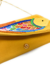 Load image into Gallery viewer, Vibrant tropical fish beaded clutch with detailed multicolor beadwork, sequins, and bold artistic styling.