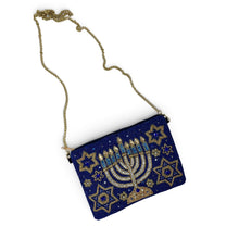 Load image into Gallery viewer, Hanukkah Glam Large Beaded Pouch