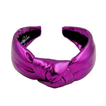 Load image into Gallery viewer, Shiny magenta padded headband with twisted knot detail