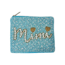 Load image into Gallery viewer, Hand beaded Mimi purse pouch featuring intricate beadwork and a secure zipper closure.
