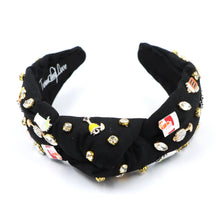 Load image into Gallery viewer, Black headband adorned with small, colorful different drink charms and rhinestones, creating a playful and chic vibe. Features the &quot;TwinLad Love&quot; logo inside.