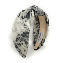 Load image into Gallery viewer, Elegant neutral headband featuring black and cream abstract print
