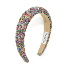 Load image into Gallery viewer, headbands for women, baroque headband, handmade headbands, sprinkle headband, confetti headband, sprinkles padded headband, birthday headband, birthday accessories, embellished headband, rhinestone headband, shimmer headband, multi color headband, cupcake headband, birthday gifts, confetti baroque headband, padded headband, luxury knot headband, knot headband, thick headband, custom headband, handmade headbands, custom headband, boho headband, birthday accessories, best selling items
