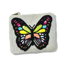 Load image into Gallery viewer, Purse with a colorful butterfly design on a white background