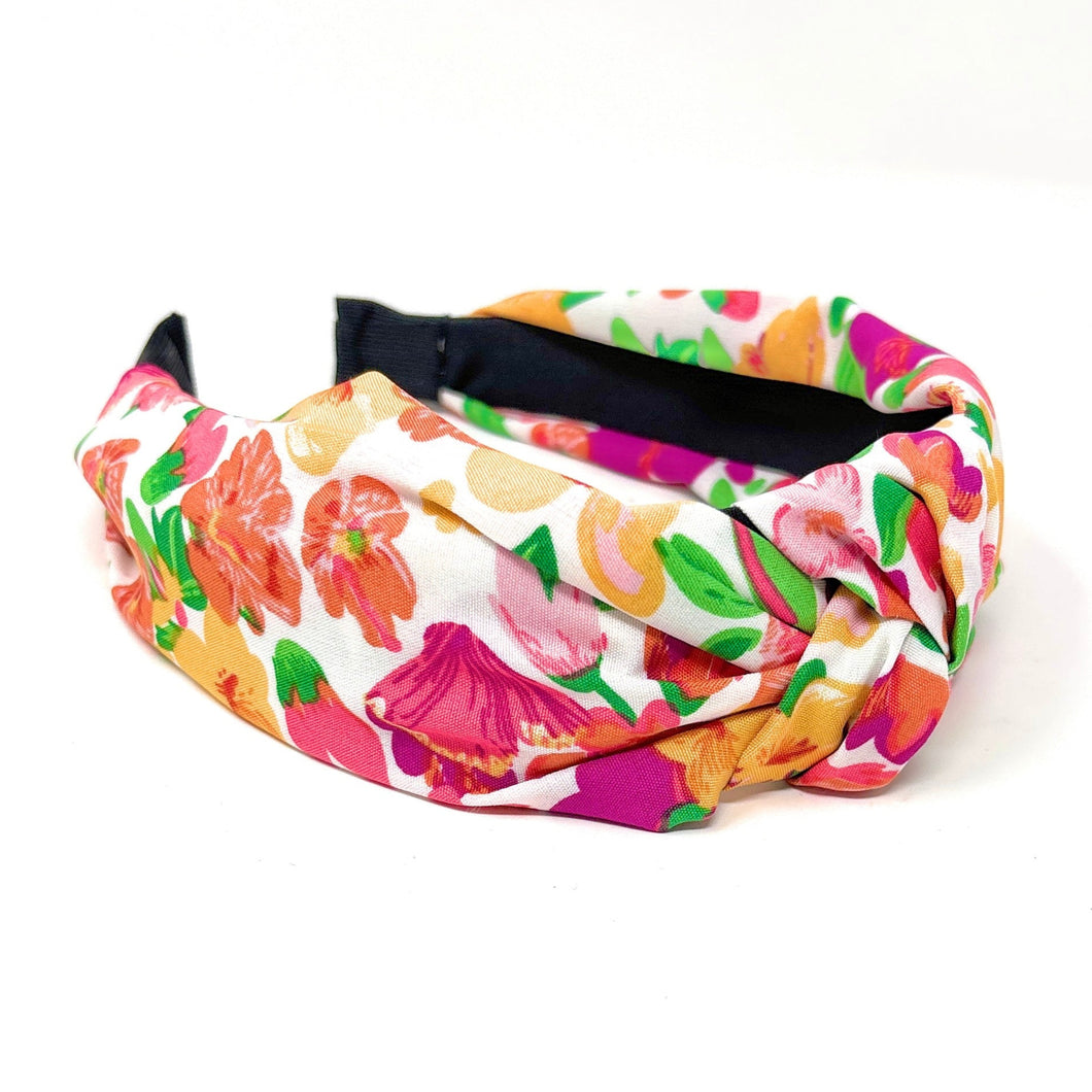 headbands for women, multicolor knot headband, handmade headbands, floral top knotted headband, floral knotted headband, hair band for women, embellished headband, floral headband, floral headband for women, summer headband, jeweled headband for women, knotted jeweled headband, wide floral headband, summer knot headband, pink orange floral headband, knotted headbands, yellow headband, game day hair accessories, game day headband, summer headbands, multicolor floral headband, best selling items
