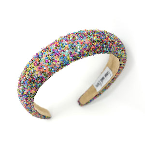headbands for women, baroque headband, handmade headbands, sprinkle headband, confetti headband, sprinkles padded headband, birthday headband, birthday accessories, embellished headband, rhinestone headband, shimmer headband, multi color headband, cupcake headband, birthday gifts, confetti baroque headband, padded headband, luxury knot headband, knot headband, thick headband, custom headband, handmade headbands, custom headband, boho headband, birthday accessories, best selling items
