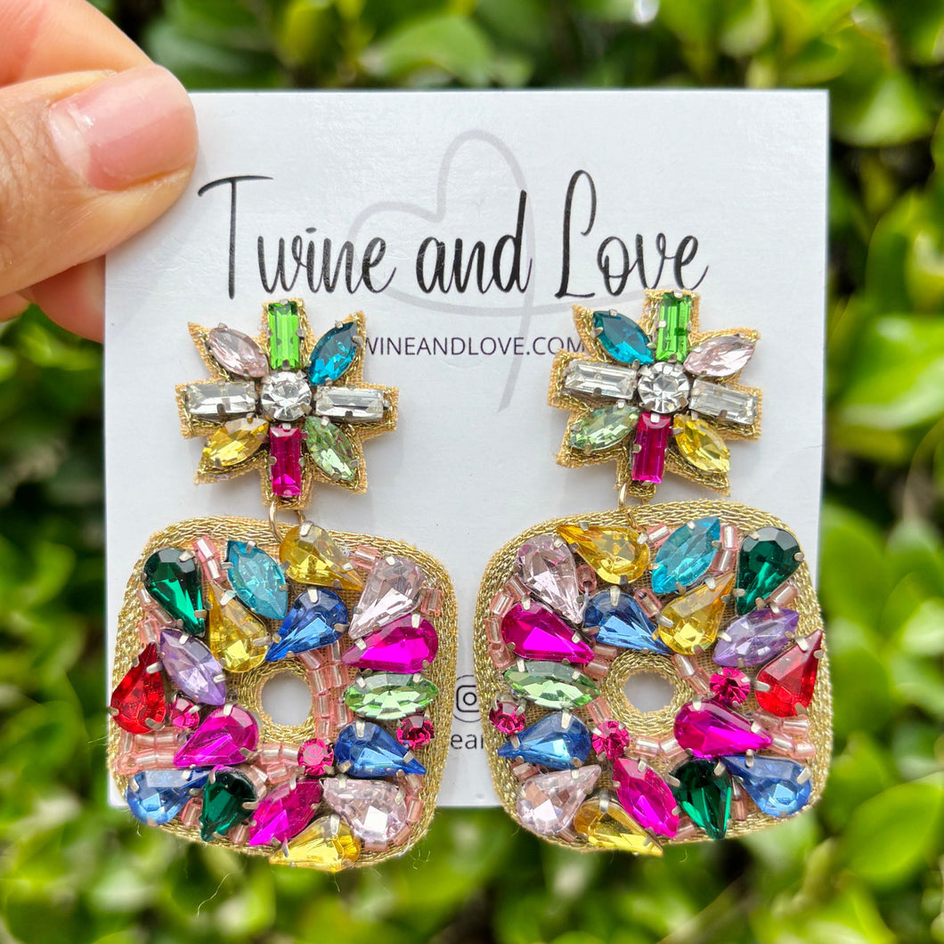 custom beaded Earrings, jeweled Earrings, multicolor Beaded Earrings, multi color earrings, multicolor jeweled earrings, handmade earrings, custom earrings, bejeweled accessories, fancy accessories, embellished earrings, custom earrings, best friend gifts, birthday gifts, bohemian earrings, luxurious handmade accessories, party earrings, Fancy earrings, boho earrings, rhinestone earrings, multicolor embellished earrings, Fancy jeweled earrings, party earrings, statement earrings, best selling items