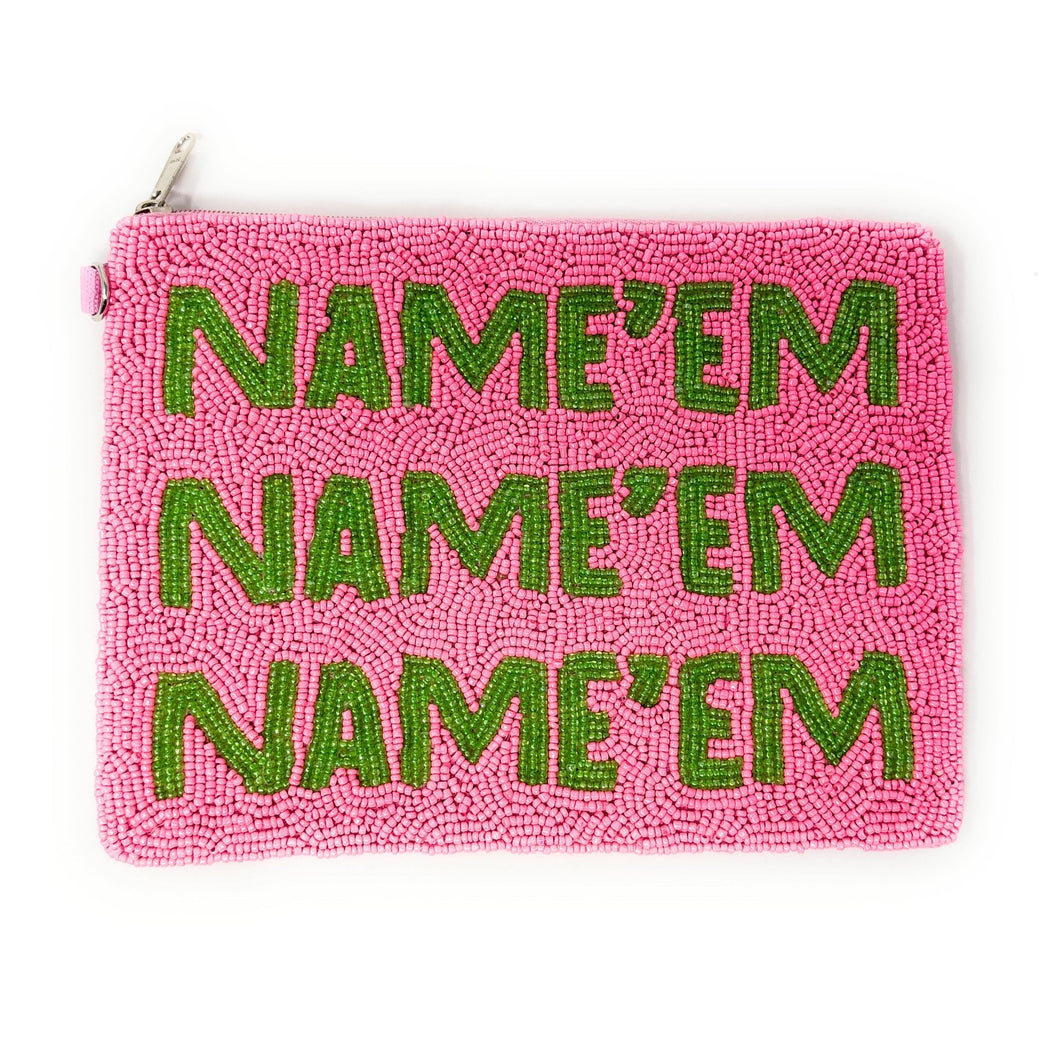 Large NAME’EM Purse Pouch, Beaded Purse, RHOBH gifts, tween girl gifts, Pouches, Real Housewives Gift, beaded pouch zipper, Girl trip gifts, beaded coin purse, gifs for her, birthday gifts, cute pouches, batch gifts, boho pouch, Housewives of Beverly Hills accessories, best friend gifts, Name em pouch, girlfriend gift, miscellaneous gifts, best friend birthday gift, gift card bag, Bachelorette gifts, Bachelorette party favors, Pink pouch, Sutton, Bravo bachelorette, best selling items, zipper wallet pouch 