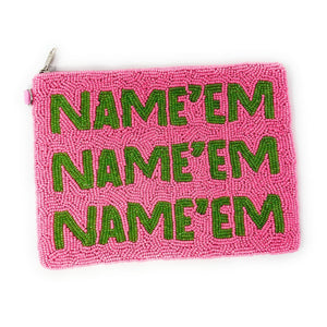 Large NAME’EM Purse Pouch, Beaded Purse, RHOBH gifts, tween girl gifts, Pouches, Real Housewives Gift, beaded pouch zipper, Girl trip gifts, beaded coin purse, gifs for her, birthday gifts, cute pouches, batch gifts, boho pouch, Housewives of Beverly Hills accessories, best friend gifts, Name em pouch, girlfriend gift, miscellaneous gifts, best friend birthday gift, gift card bag, Bachelorette gifts, Bachelorette party favors, Pink pouch, Sutton, Bravo bachelorette, best selling items, zipper wallet pouch 