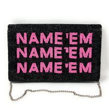 Load image into Gallery viewer, Large NAME’EM Purse, Name’em Beaded Purse, RHOBH gifts, tween girl gifts, Pouches, Real Housewives Gift, beaded pouch zipper, Girl trip gifts, Black beaded purse, gifs for her, birthday gifts, cute pouches, batch gifts, RHOBH boho pouch, Housewives of Beverly Hills accessories, best friend gifts, Name em purse, girlfriend gift, miscellaneous gifts, best friend birthday gift, gift card bag, Bachelorette gifts, Bachelorette party favors, RHOBH beaded purse, Sutton, Bravo bachelorette, best selling items, zipp