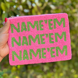 Large NAME’EM Purse Pouch, Beaded Purse, RHOBH gifts, tween girl gifts, Pouches, Real Housewives Gift, beaded pouch zipper, Girl trip gifts, beaded coin purse, gifs for her, birthday gifts, cute pouches, batch gifts, boho pouch, Housewives of Beverly Hills accessories, best friend gifts, Name em pouch, girlfriend gift, miscellaneous gifts, best friend birthday gift, gift card bag, Bachelorette gifts, Bachelorette party favors, Pink pouch, Sutton, Bravo bachelorette, best selling items, zipper wallet pouch 