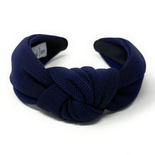 Load image into Gallery viewer, fall Headband, navy blue Knotted Headband, navy blue color Knot Headband, navy blue color Hair Accessories, navy blue knot Headband, Best Seller, headbands for women, best selling items, navy blue color knotted headband, hairbands for women, navy blue color Headband, Solid color hair accessories, navy blue headband, solid color knotted headband, Statement headband, game day knot headband, blue knot headband, solid hairband, solid color headband, custom headband, Handmade gifts, best selling items, Fall acce