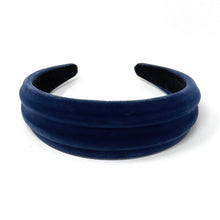 Load image into Gallery viewer, Navy blue velvet headband on a white background