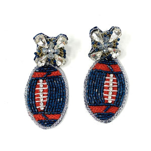 football Beaded Earrings, blue orange football Earrings, football Earrings, Syracuse University football, football earrings, Orange and Blue football earrings, Navy Orange football, Denver Broncos football earrings, Denver blue earrings, Navy football earrings, football seed bead earrings, football accessories, Broncos accessories, Game day earrings, Best selling items, birthday gifts, sport jewelry, sport bead earrings, football accessory, College gifts, Football gifts for her, gameday earrings