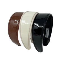 Load image into Gallery viewer, Patent Wide Headband Set – Black, Cream &amp; Brown