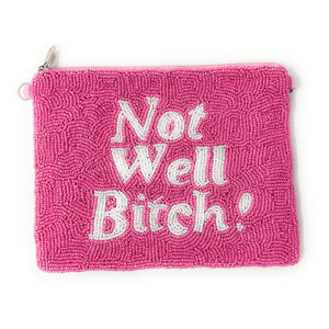 Not well bitch large Purse Pouch, Beaded Large Purse, RHONY gifts, Pouches, Real Housewives of New York Gift, beaded pouch zipper, Girls trip gifts, beaded coin purse, pink beaded pouch, birthday gifts, cute pouches, batch gifts, boho pouch, the real housewives of New York accessories, best friend gifts, Not well bitch, girlfriend gift, miscellaneous gifts, best friend birthday gift, gift card bag, Bachelorette gifts, Bachelorette party favors, Bravo bachelorette, best selling items
