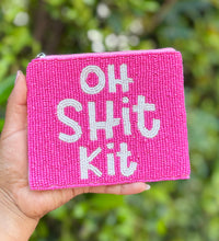 Load image into Gallery viewer, ink beaded pouch with 'OH SHIT KIT' text