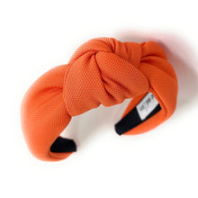 Load image into Gallery viewer, summer Headband, orange Knotted Headband, orange color Knot Headband, neon Hair Accessories, neon orange knot Headband, Best Seller, headbands for women, best selling items, neon orange knotted headband, hairbands for women, orange color Headband, Solid color hair accessories, summer headband, solid color knotted headband, Statement headband, Summer knot headband, orange knot headband, solid hairband, solid color headband, custom headband, Handmade gifts, best selling items, Summer accessories
