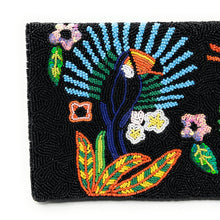 Load image into Gallery viewer, Elegant beaded handbag with colorful botanical motifs, including blooming flowers and leafy details, creating a bold nature-inspired look.