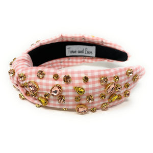gingham Knot headband, peach knot headband, light pink knotted headband, blush color accessories, blush knot headband, game day headband, baby pink headband, light pink color hair band, blush gingham headbands, baby shower headband, white and orange knotted headband, baby shower knotted headband, game day hair accessories, light orange accessories, gingham headband, spring headband, Easter accessories, custom headband, handmade headbands, Easter knotted headband, best selling items