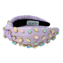 Load image into Gallery viewer, lavender Knot headband, light purple knot headband, lavender knotted headband, purple color accessories, purple knot headband, game day headband, game day knotted headband, baby purple headband, lavender color hair band, embellished headbands, baby shower headband, knotted headband, baby shower knotted headband, game day hair accessories, light purple accessories, Spring headband, pastel color headband, Easter accessories, custom headband, handmade headbands, Easter knotted headband, best selling items