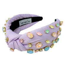 Load image into Gallery viewer, lavender Knot headband, light purple knot headband, lavender knotted headband, purple color accessories, purple knot headband, game day headband, game day knotted headband, baby purple headband, lavender color hair band, embellished headbands, baby shower headband, knotted headband, baby shower knotted headband, game day hair accessories, light purple accessories, Spring headband, pastel color headband, Easter accessories, custom headband, handmade headbands, Easter knotted headband, best selling items