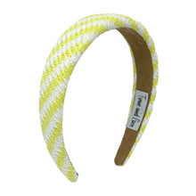 Load image into Gallery viewer, headbands for women, baroque headband, handmade headbands, lime headband, yellow headband, hair band for women, raffia headband, padded headband, neon yellow raffia headband, luxury headband, jeweled headband, lime yellow headband, neon knot headband, resort headband, vacation headband, summer knot headband, raffia accessories, resort accessories, vacation must have, summer hair accessories, jeweled headband, Summer headband, handmade headband, custom headbands, handmade gifts