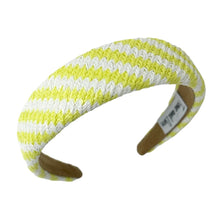 Load image into Gallery viewer, headbands for women, baroque headband, handmade headbands, lime headband, yellow headband, hair band for women, raffia headband, padded headband, neon yellow raffia headband, luxury headband, jeweled headband, lime yellow headband, neon knot headband, resort headband, vacation headband, summer knot headband, raffia accessories, resort accessories, vacation must have, summer hair accessories, jeweled headband, Summer headband, handmade headband, custom headbands, handmade gifts