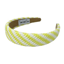 Load image into Gallery viewer, headbands for women, baroque headband, handmade headbands, lime headband, yellow headband, hair band for women, raffia headband, padded headband, neon yellow raffia headband, luxury headband, jeweled headband, lime yellow headband, neon knot headband, resort headband, vacation headband, summer knot headband, raffia accessories, resort accessories, vacation must have, summer hair accessories, jeweled headband, Summer headband, handmade headband, custom headbands, handmade gifts