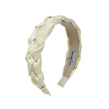 Load image into Gallery viewer, ivory braided headband, headbands for women, cream color headband, ivory knot headband, best selling items, cream color headband, braided headband, braided hair accessories, best seller, braided ivory fabric headband, ivory hair accessories, handmade headband, custom headband, boho headband, summer spring headband, soft white headband, custom headband, handmade headband, summer headband, beige braided headband, best selling items, solid color braided headband 
