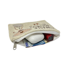 Load image into Gallery viewer, Small pouch with a zipper, containing a white object and some cards, on a white background
