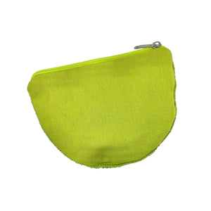 Green pouch with a zipper on a white background