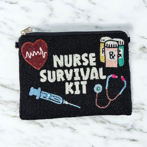 NURSE SURVIVAL KIT Large Beaded Pouch