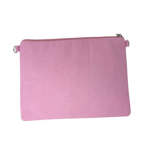 Pink pouch with a zipper on a white background