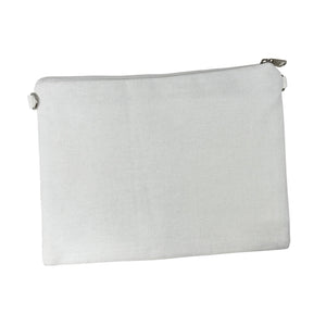 White pouch with a zipper on a white background
