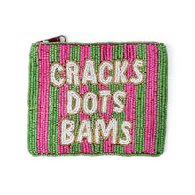 Load image into Gallery viewer, Cracks Dots Bams Pink Green Beaded Pouch