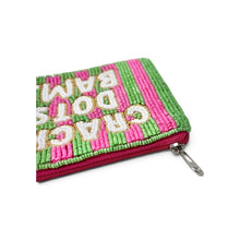 Load image into Gallery viewer, Cracks Dots Bams Pink Green Beaded Pouch