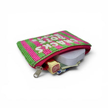 Load image into Gallery viewer, Cracks Dots Bams Pink Green Beaded Pouch