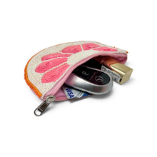 Load image into Gallery viewer, Grapefruit Hand Beaded Pouch with accessories.
