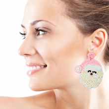 Load image into Gallery viewer, Pink Santa Claus Beaded Earrings, Pink Christmas Earrings, Holiday Earrings, Santa Beaded Earrings, Christmas Seed Bead, Merry Christmas, Pink earrings, Pink Holiday beaded earrings, Christmas beaded earrings, Santa beaded earrings, holiday beaded earrings, holiday earrings, pink holiday earrings, Santa Claus beaded earrings, holiday gifts, holiday accessories, holiday beaded accessories, Holiday pink accessories, Holiday Christmas earrings, Christmas gifts, Best seller, best Selling items