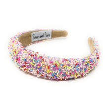Load image into Gallery viewer, headbands for women, baroque headband, handmade headbands, sprinkle headband, confetti headband, sprinkles padded headband, birthday headband, birthday accessories, embellished headband, rhinestone headband, shimmer headband, multi color headband, cupcake headband, birthday gifts, confetti baroque headband, padded headband, luxury knot headband, knot headband, thick headband, custom headband, handmade headbands, custom headband, boho headband, birthday accessories, best selling items