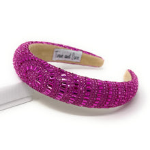 Load image into Gallery viewer, Luxe magenta fashion headband with handcrafted sparkle details and elegant textured design.