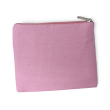 Load image into Gallery viewer, Small handcrafted pink beaded pouch with ribbon design and zipper closure
