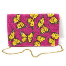 Load image into Gallery viewer, butterfly beaded clutch purse, pink bead purse, beaded bag, tropical handbag, beaded bag, butterfly clutch, birthday gift for her, clutch bag, seed bead purse, engagement gift, party clutches, unique gifts, butterfly purse, gifts to vacation, resort gifts, wedding gift, evening bags, Summer beaded clutch purse, birthday gift for her, summer clutch, seed bead purse, beaded bag, summer bag, boho purse, butterflies beaded clutch purse, unique bags, best selling items, handmade gifts, handmade bag purse, custom