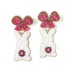 Easter bunny Beaded Earrings, Easter Jeweled Earrings, Easter bunny Earrings, Bunny bow Beaded Earrings, Statement Easter Earrings, Bow Easter earrings, pink bow Easter bunny earrings, Cute Bunny beaded earrings, Jeweled beaded earrings, Easter rabbit beaded earrings, rabbit beaded earrings, Easter rabbit bead earrings, Rabbit bead earrings, Easter day gifts, Easter accessories, Easter jewelry accessories, Easter accessories, Easter Rabbit earrings, Easter gifts, best Selling items, Bow Easter earrings
